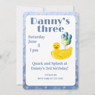 Make a Splash Rubber Duck 3rd Birthday Invitation