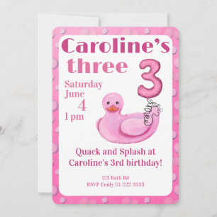 Make a Splash Rubber Duck 3rd Birthday Invitation