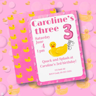 Make a Splash Rubber Duck 3rd Birthday Invitation