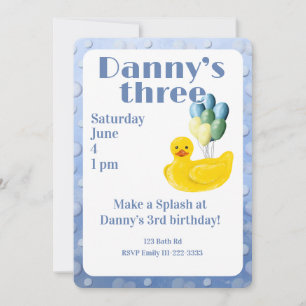 Make a Splash Rubber Duck 3rd Birthday Invitation