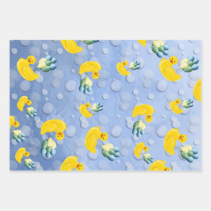 Make a Splash Rubber Duck 3rd Birthday Invitation Wrapping Paper Sheet