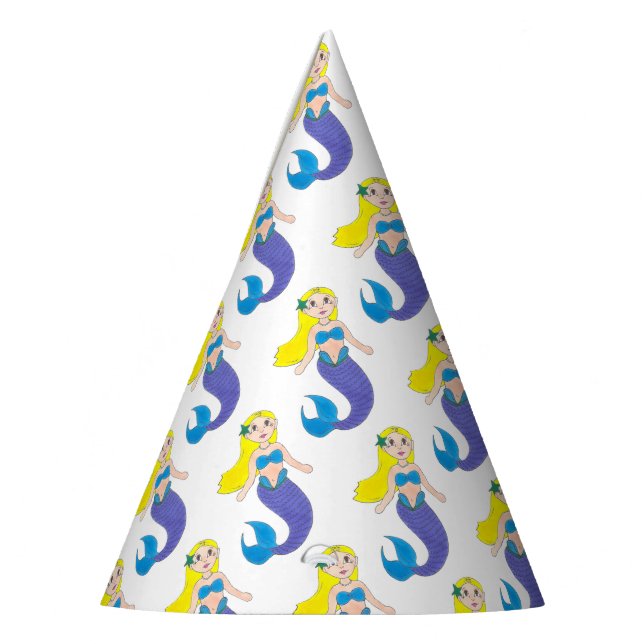Make a Splash Swimming Mermaid Birthday Party Hat (Left)