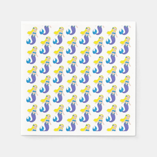 Make a Splash Swimming Mermaid Birthday Party Napkin (Front)