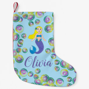 Make a Splash Swimming Mermaid Girl Bubbles Small Christmas Stocking