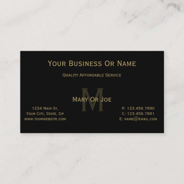 Make a Statement with Elegantly Refined Black Gold Business Card (Front)