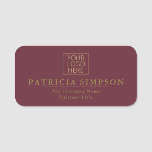 Make a Statement with This Bold Bordeaux and Gold Name Tag