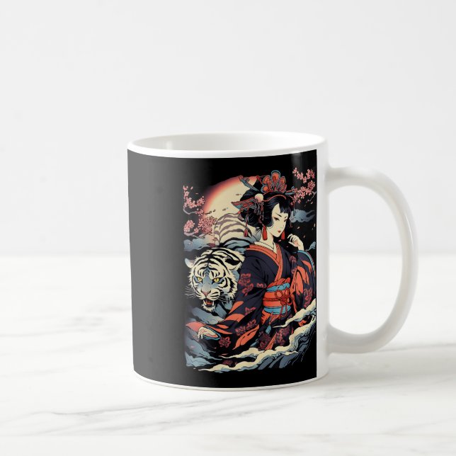 Make A Statement With This Bold Geisha And Tiger T Coffee Mug (Right)