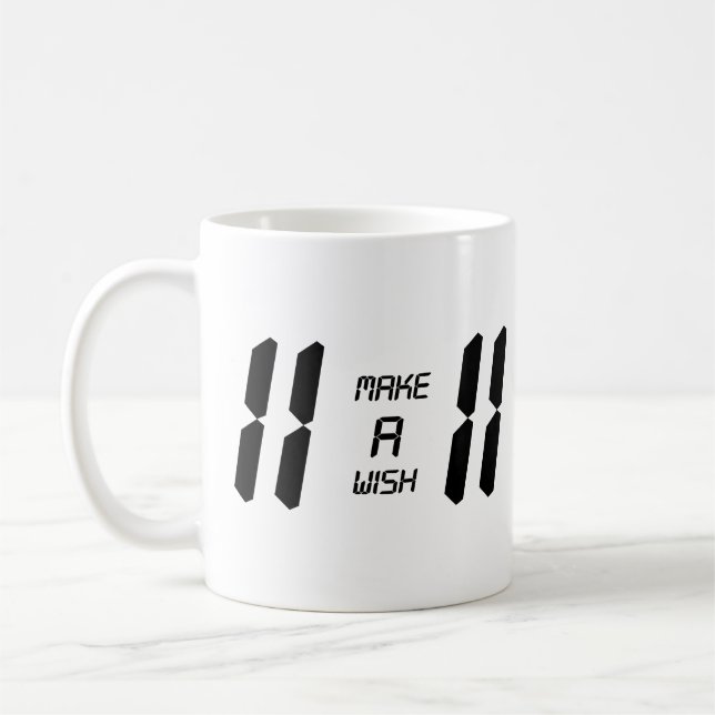 Make a Wish 11:11 Digital Clock Design Coffee Mug (Left)
