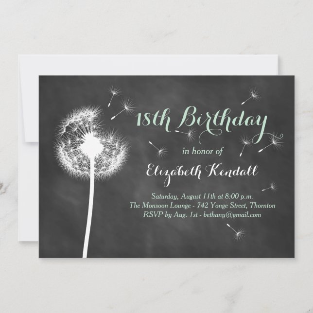 Make a Wish! 18th Birthday Invitation (mint) (Front)