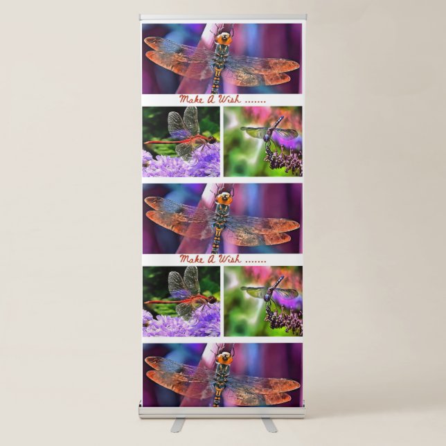 Make A Wish Artistic Dragonfly Collage Retractable Banner (Front)