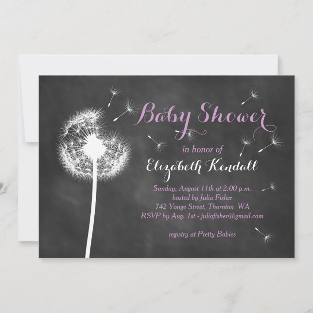 Make a Wish! Baby Shower Invitation (purple) (Front)