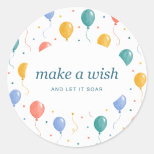 Make a Wish Balloon Birthday Classic Round Sticker