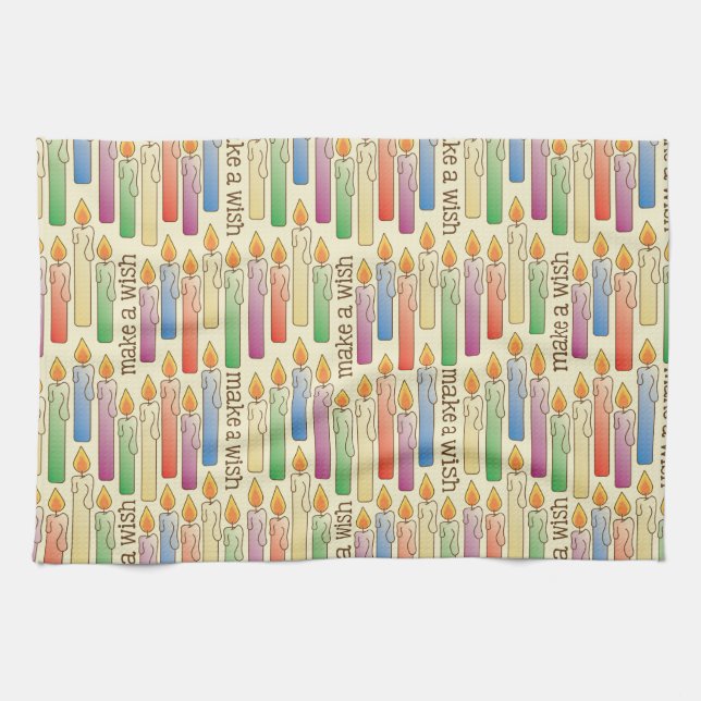 “Make a Wish” Birthday Candles Kitchen Towel (Horizontal)