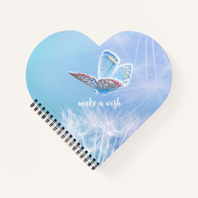 Make a Wish Dandelion and Butterfly Design Noteboo Notebook (Front)