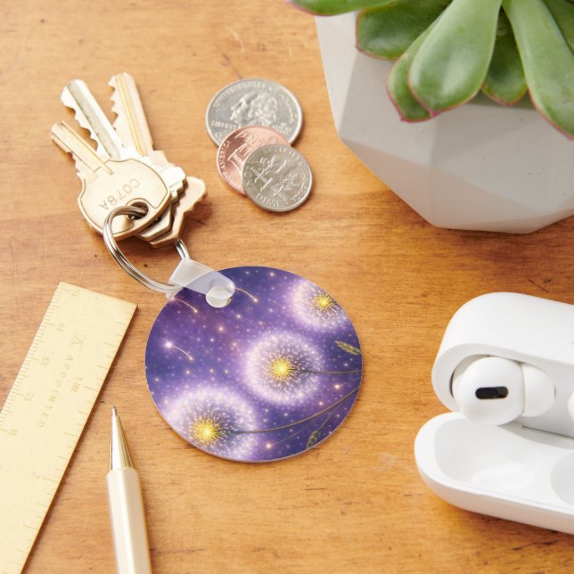 make a wish dandelion dreams wishing flowers key ring (Desk)