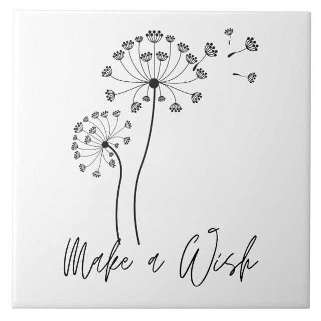 Make a Wish Dandelion Flower Fluff Tile (Front)