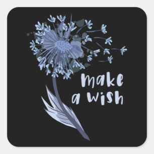 Make a wish Dandelion Flower Square Sticker