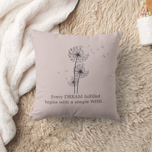 Make A Wish Dandelion Quote Cushion (Blanket)