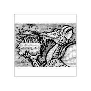 MAKE A WISH DRAGON, FANTASY RUBBER STAMP