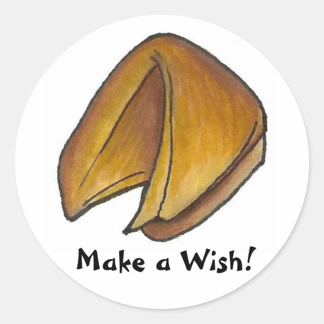 Make a Wish Fortune Cookie Chinese Food Foodie Classic Round Sticker (Front)