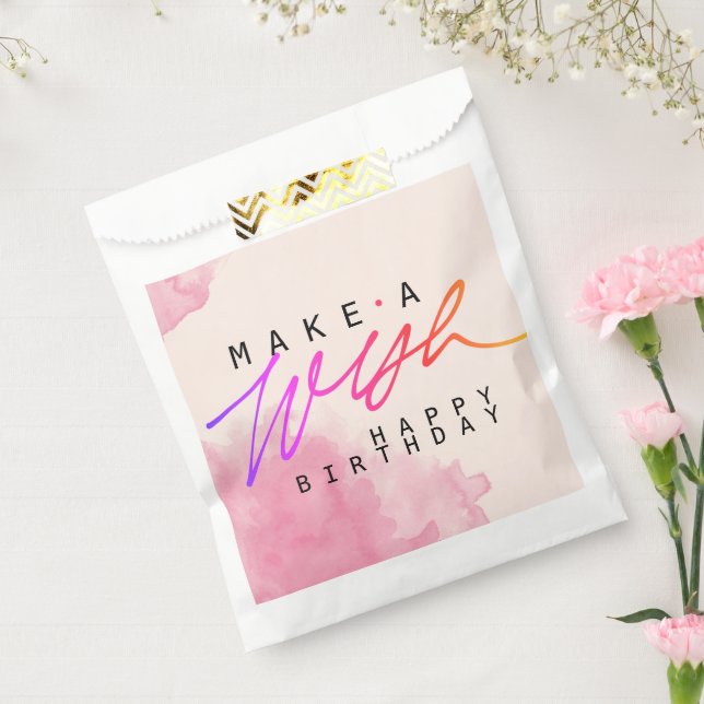 Make a Wish Happy Birthday in Pink Favour Bags (Sealed)