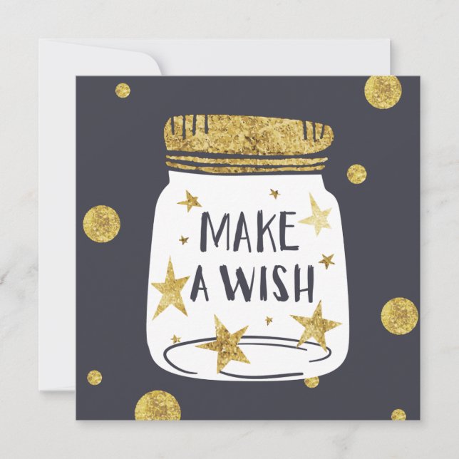 Make a wish jar gold glittery illustration (Front)