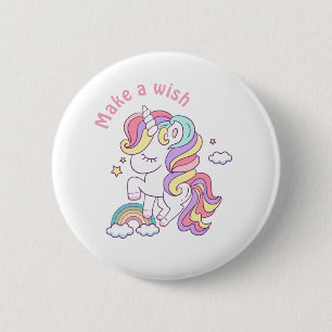 Make a wish magical unicorn 6 cm round badge