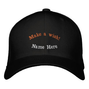 Make a Wish! Name Here Front side -B Initial Back Embroidered Hat