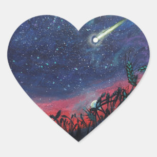 Make a Wish on a Shooting Star  Heart Sticker