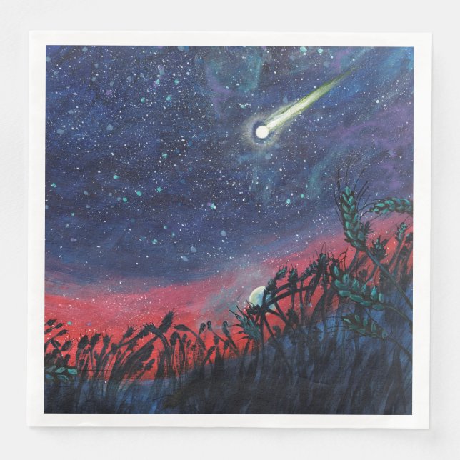 Make a Wish on a Shooting Star Illustration Napkin (Front)