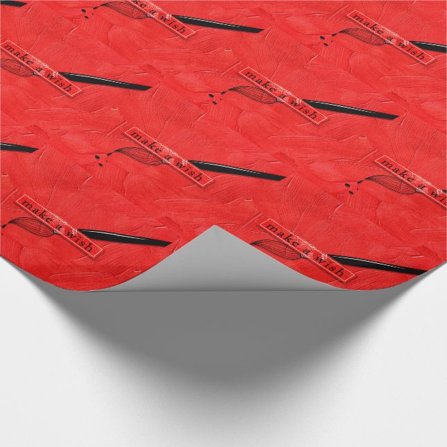 Make a Wish Orange Red Artist's Paintbrush Theme Wrapping Paper (Corner)