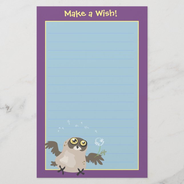 Make a Wish! Owl Stationery (Front)