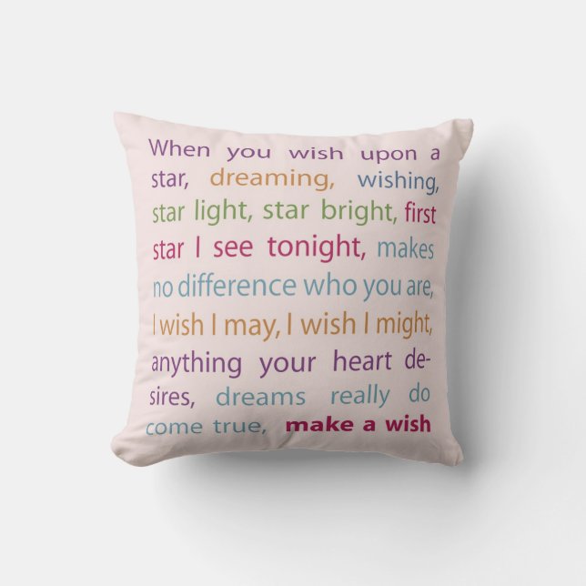 Make A Wish (rainbow on pink) Cushion (Front)