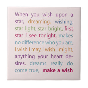 Make A Wish (rainbow on pink) Tile