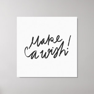 Make a Wish Typography Throw Pillow Canvas Print