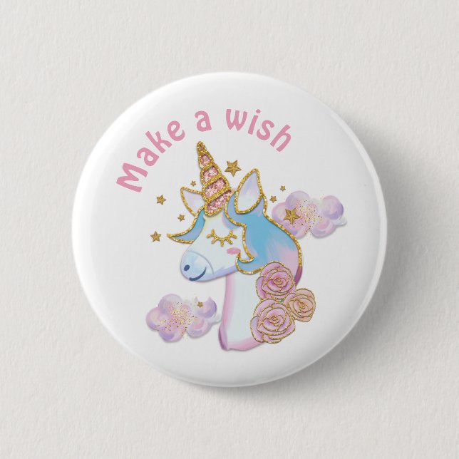 Make a wish unicorn button (Front)