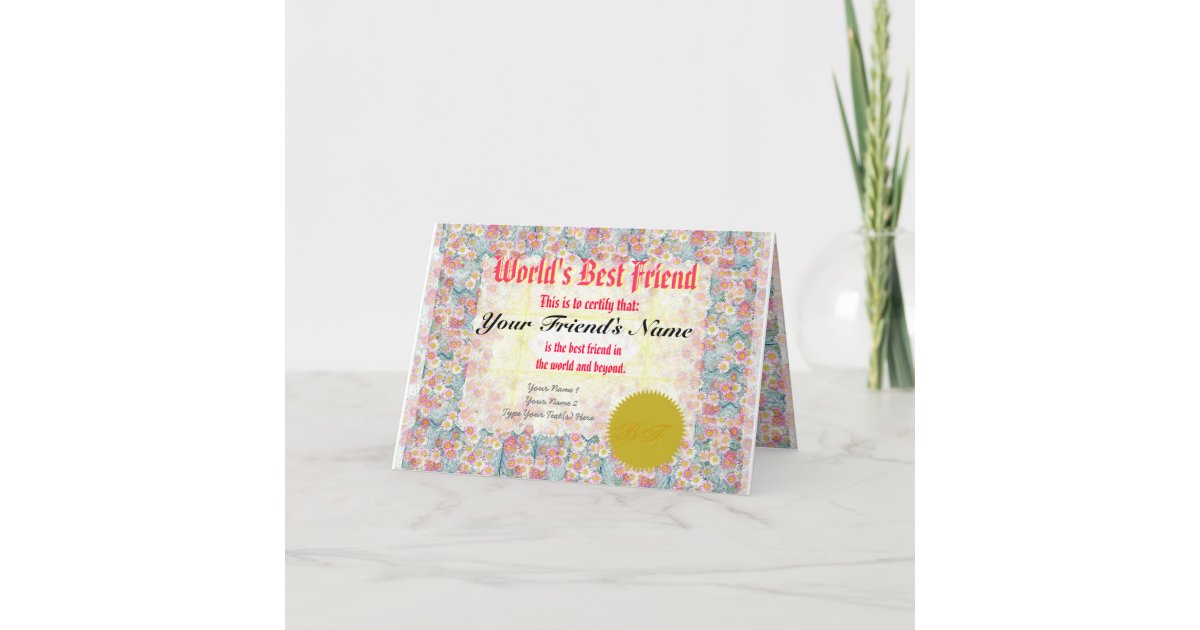 Make a World's Best Friend Certificate Card | Zazzle.co.uk Make a World's Best Friend Certificate Card | Zazzle.co.uk