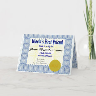 Make a World's Best Friend Certificate Gift Card