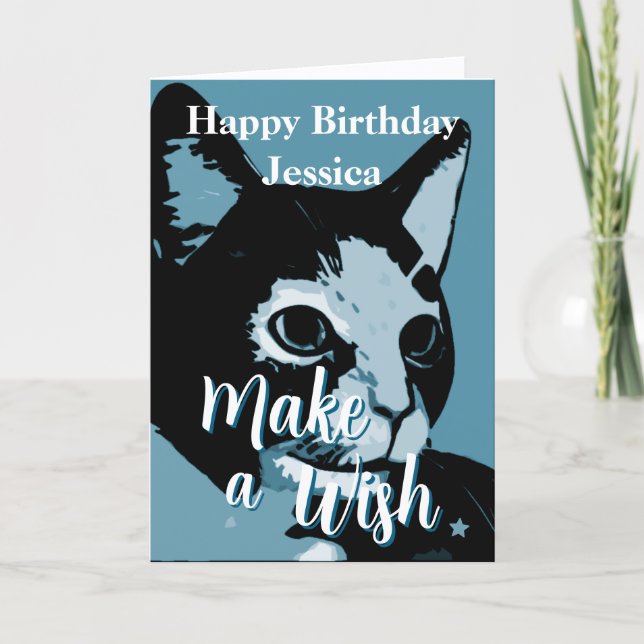 Make A Wsh Cute Artistic Cat Birthday Card (Front)