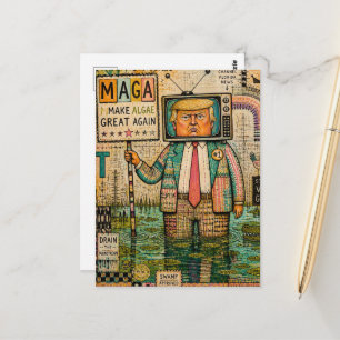 Make Algae Great Again Mixed Media Funny Collage Postcard