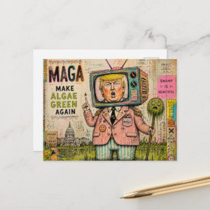 Make Algae Green Again Mixed Media Funny Collage Postcard