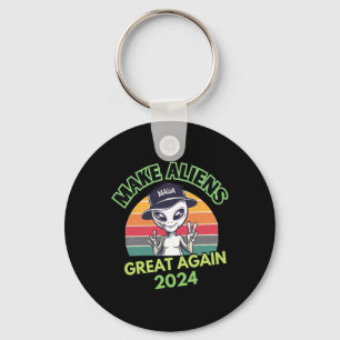 Make Aliens Great Again Funny Mega Trump Ufo 2024  Key Ring