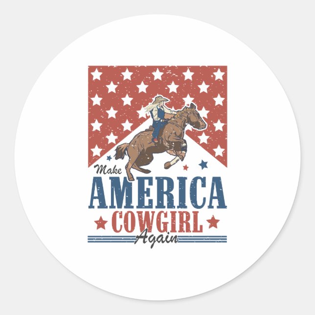 Make America Cowgirl Again Classic Round Sticker (Front)