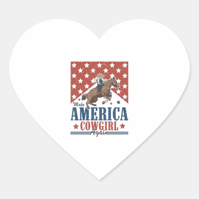 Make America Cowgirl Again Heart Sticker (Front)
