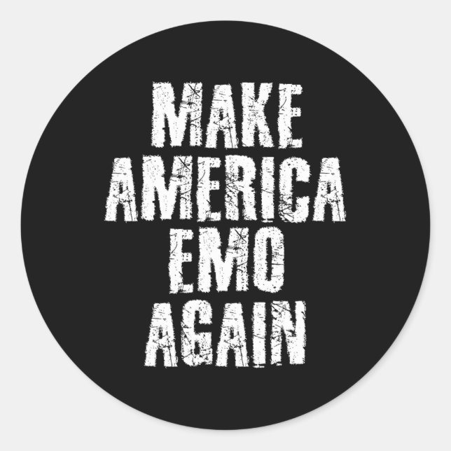 Make America Emo Again Funny Goth Us Gift Idea  Classic Round Sticker (Front)