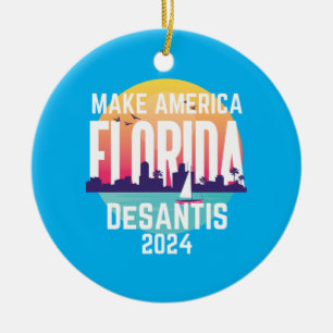 Make America Florida Ron Desantis 2024 Ceramic Tree Decoration