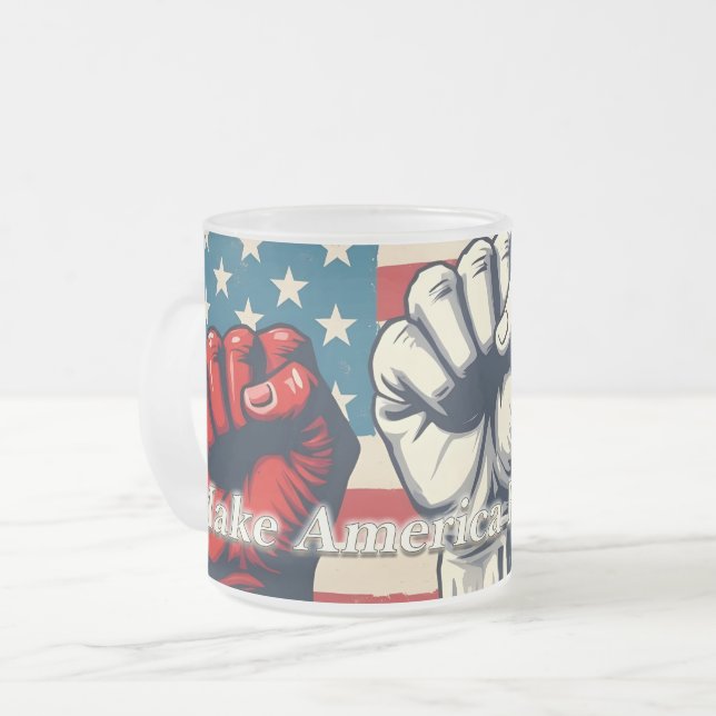 Make America Free Again Artwork Frosted Glass Coffee Mug (Front Left)