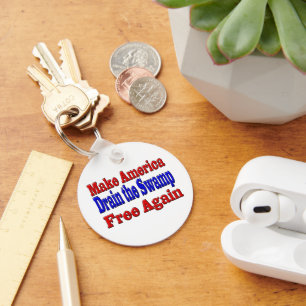 Make America Free Drain the Swamp red blue Key Ring