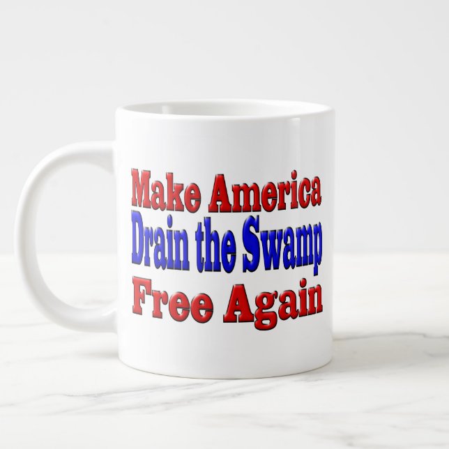 Make America Free Drain the Swamp red blue  Large Coffee Mug (Left)