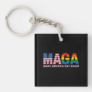 Make America Gay Again Gay Pride 2025 LGBTQ+  Key Ring